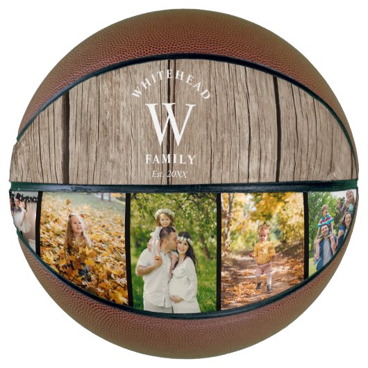 Ballon De Basket Monogramme Bois clair 5 Collage photo (Devant)