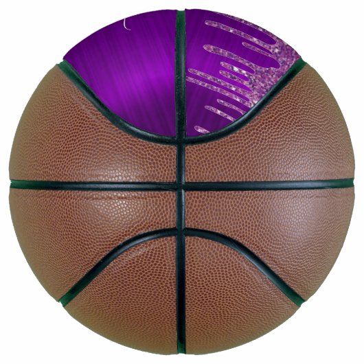 Ballon De Basket Monogramme en métal brosse à Parties scintillant à (Droite)