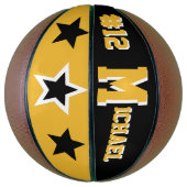 Ballon De Basket Monogramme noir, or et blanc (Vertical)