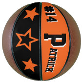 Ballon De Basket Monogramme orange et noir (Vertical)