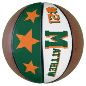 Ballon De Basket Monogramme orange et vert (Vertical)