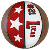 Ballon De Basket Monogramme rouge et blanc (Vertical)