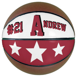 Ballon De Basket Monogramme rouge et blanc