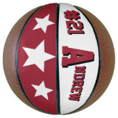 Ballon De Basket Monogramme rouge et blanc (Vertical)