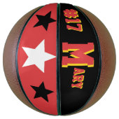 Ballon De Basket Monogramme rouge, noir et or (Vertical)