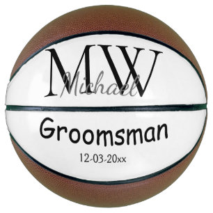 Ballon De Basket monogramme simple personnalisé nom groomsman mini