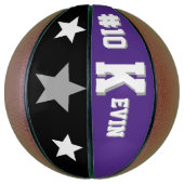 Ballon De Basket Monogramme violet, gris et blanc (Vertical)