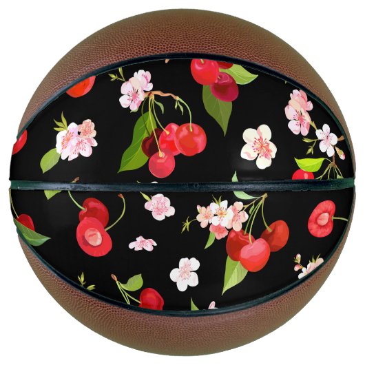Ballon De Basket Motif cerise 2 (Devant)