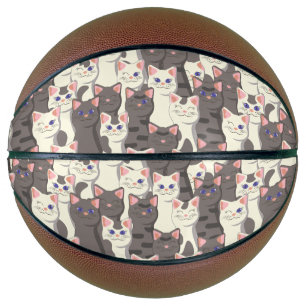 Ballon De Basket Motif de chats blancs et gris