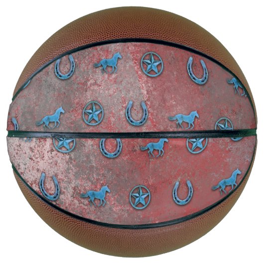 Ballon De Basket Motif de cheval (rouge, blanc et bleu) (Devant)