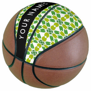 Ballon De Basket Motif de feuille, feuilles vertes, votre nom