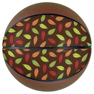 Ballon De Basket Motif De Feuilles, Feuilles Colorés, Feuilles D'Au