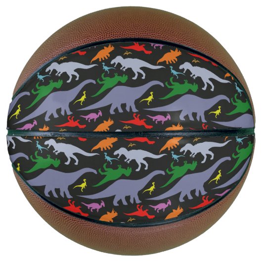 Ballon De Basket Motif Dinosaure coloré (foncé) (Devant)