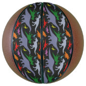Ballon De Basket Motif Dinosaure coloré (foncé) (Vertical)