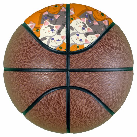 Ballon De Basket Motif en diagonale du chat noir blanc gingembre (Droite)