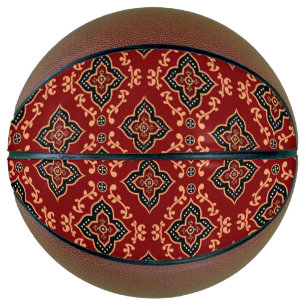 Ballon De Basket Motif géométrique rouge / Impression indienne