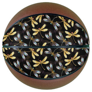Ballon De Basket Motif sans couture avec libellules d'or