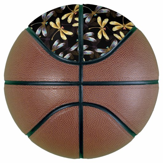Ballon De Basket Motif sans couture avec libellules d'or (Droite)