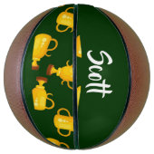 Ballon De Basket Motif vert trophée or (Vertical)