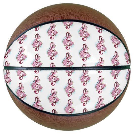 Ballon De Basket Musical treble clef notes with sakura flowers (Devant)