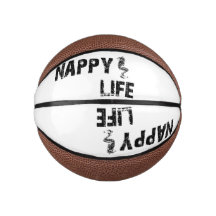 Nappy Life Mini Basketball avec logo noir.