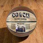 Ballon De Basket Nom de l'entraîneur Silhouette Team Players and Ph<br><div class="desc">Team Coach Basketball personnalisé merci cadeau. COACH est écrit en caractères gras et décoré avec des silhouettes de joueur de basket et vous pouvez ajouter le nom de votre entraîneur, le nom de l'équipe, les noms des joueurs et une photo. Conçu pour tenir les panneaux horizontalement avec un arrière -...</div>