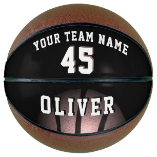 Ballon De Basket Nom de l'équipe de joueur en noir métallisé Numéro