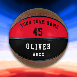 Ballon De Basket Nom de l'équipe de joueur rouge moderne Numéro