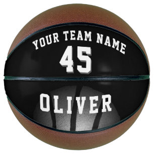 Ballon De Basket Nom d'équipe de joueur moderne argent noir numéro