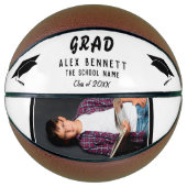 Ballon De Basket Nom du diplômé blanc moderne / Photo du diplôme (Devant)
