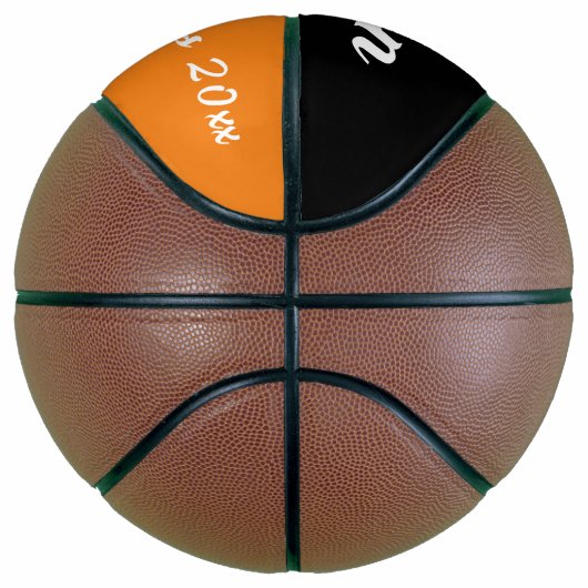 Ballon De Basket Nom du monogramme, initiale et équipe orange noire (Droite)