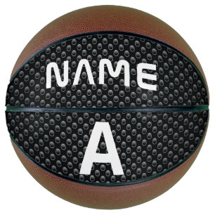 Ballon De Basket Nom du monogramme personnalisé Texture noire et bl