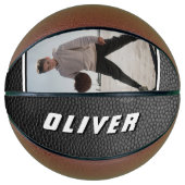 Ballon De Basket Nom en cuir noir Texte Photo Basket-ball (Devant)