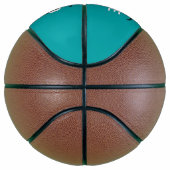 Ballon De Basket Nom monogramme de script turquoise moderne (Droite)
