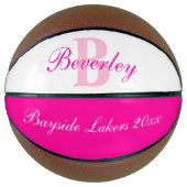 Ballon De Basket Nom monogramme rose, initiale et équipe (Devant)