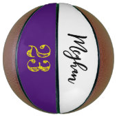 Ballon De Basket Numéro de script personnalisé Purple Jaune (Vertical)