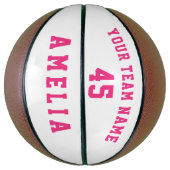 Ballon De Basket Numéro d'équipe du joueur rose moderne (Vertical)