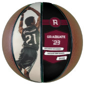 Ballon De Basket Numéro Jersey | Monogramme Bourgogne (Vertical)