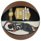 Ballon De Basket Numéro Jersey | Monogramme d'or (Devant)