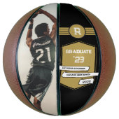 Ballon De Basket Numéro Jersey | Monogramme d'or (Vertical)