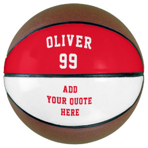 Ballon De Basket Numéro simple de nom rouge et blanc