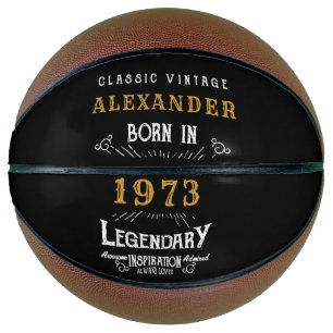 Ballon De Basket Personnalisé 50e anniversaire 1973 Monogramme Lége