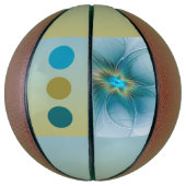 Ballon De Basket Petite Beauté Moderne Bleu Or Fractal Art Flower (Vertical)