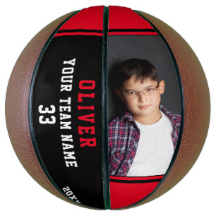 Ballon De Basket Photo d'équipe de basket-ball rouge personnalisée 