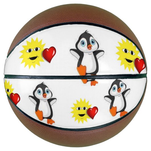 Ballon De Basket Pingouin de basket-ball Sun Red Hearts (Devant)