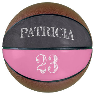 Ballon De Basket Pink Girl Name numéro de sport Chalkboard etching