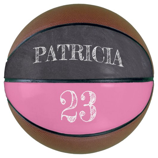 Ballon De Basket Pink Girl Name numéro de sport Chalkboard etching (Devant)