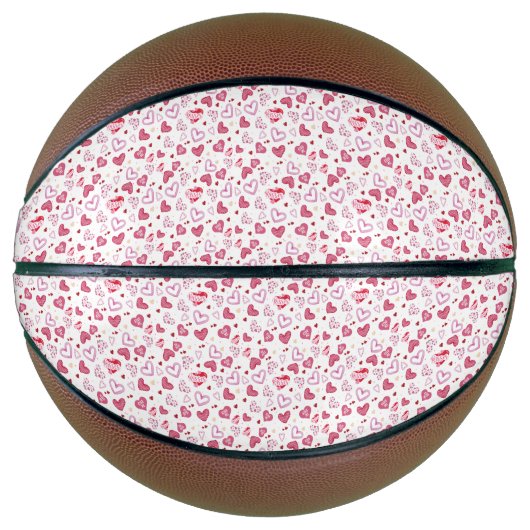 Ballon De Basket Pink Hearts Pattern Valentine's Day (Devant)