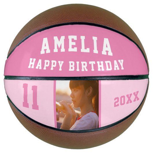 Ballon De Basket Pink Joyeuse fille d'anniversaire photo (Devant)