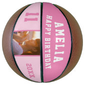 Ballon De Basket Pink Joyeuse fille d'anniversaire photo (Vertical)